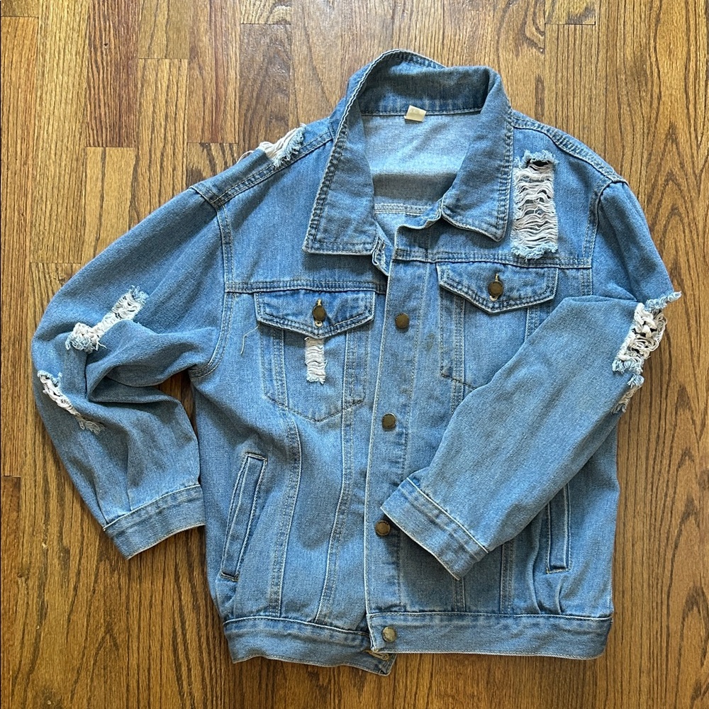 Falmer Heritage Light Blue Distressed Denim Jacket Sz M